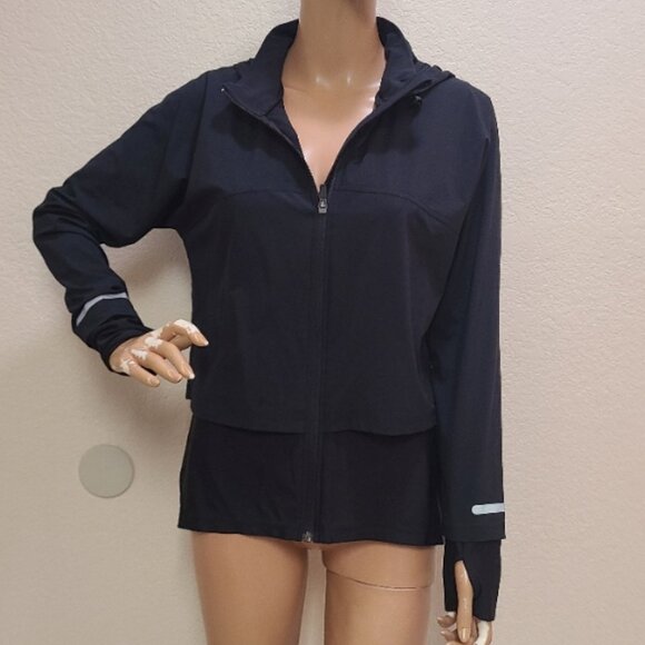NEW! SWEATY BETTY FAST TRACK RUNNING JACKET HOODED REFLECTIVE STRETCH sz S - Picture 2 of 9